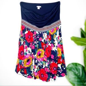 L Xhilaration floral strapless skater dress WITH POCKETS!